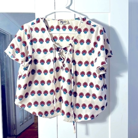 Women’s Show Me Your MuMu Oasis Lace-Up 100% Polyester Cropped Top Size Large - Picture 3 of 8